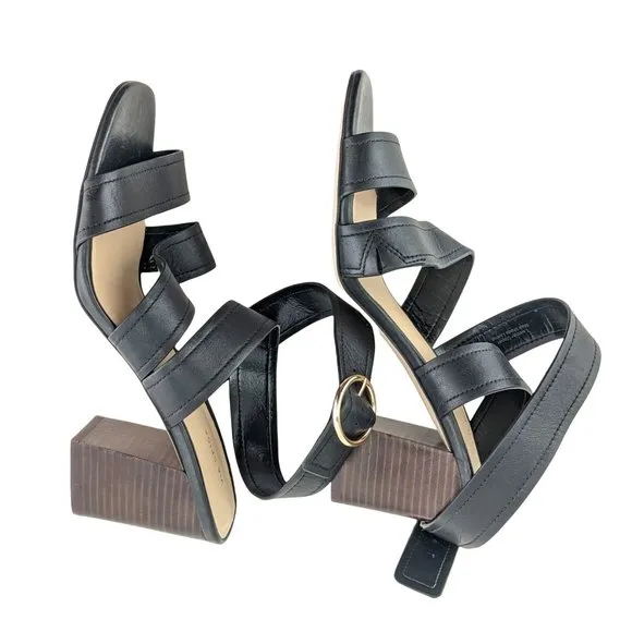 NEW Via Spiga Elianna Leather Black Criss-Cross Sandals SZ 9.5
