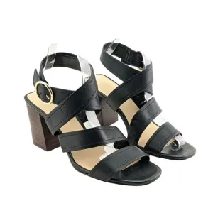 NEW Via Spiga Elianna Leather Black Criss-Cross Sandals SZ 9.5