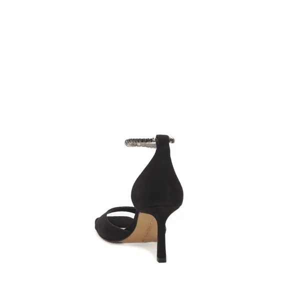 NEW Vince Camuto Size 6.5 Women's Evensa Chain Strap Sandal - Black Suede