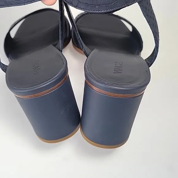 New, Vince Josslyn snake embossed city block heel sandals women's size 10