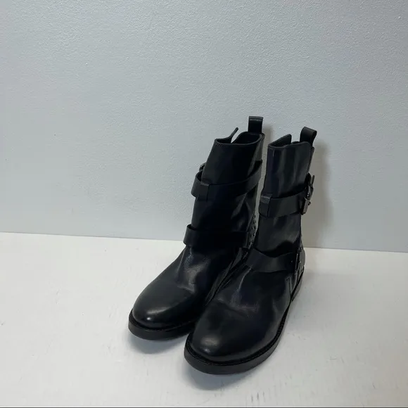 NEW Vintage Foundry Sherry Combat Boots Leather Studded Black Sz 7