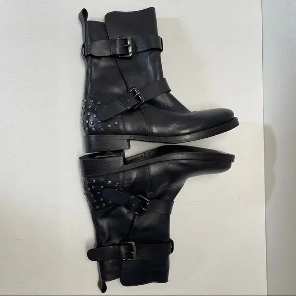 NEW Vintage Foundry Sherry Combat Boots Leather Studded Black Sz 7