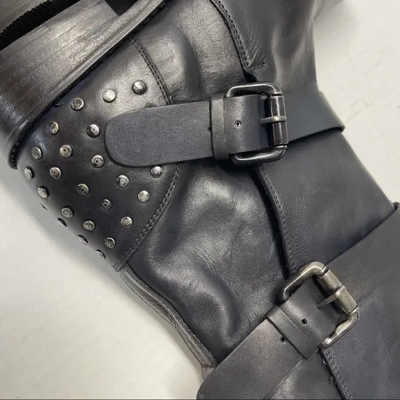 NEW Vintage Foundry Sherry Combat Boots Leather Studded Black Sz 7