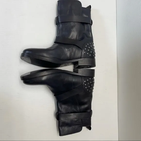 NEW Vintage Foundry Sherry Combat Boots Leather Studded Black Sz 7