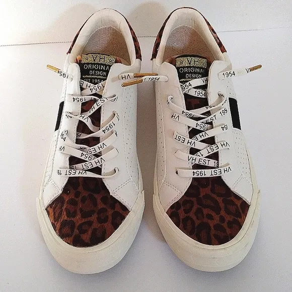 NEW Vintage Havanna Dina White Leopard Print Women's Low Top Sneakers US 11