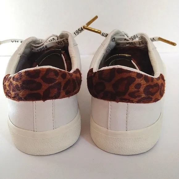 NEW Vintage Havanna Dina White Leopard Print Women's Low Top Sneakers US 11