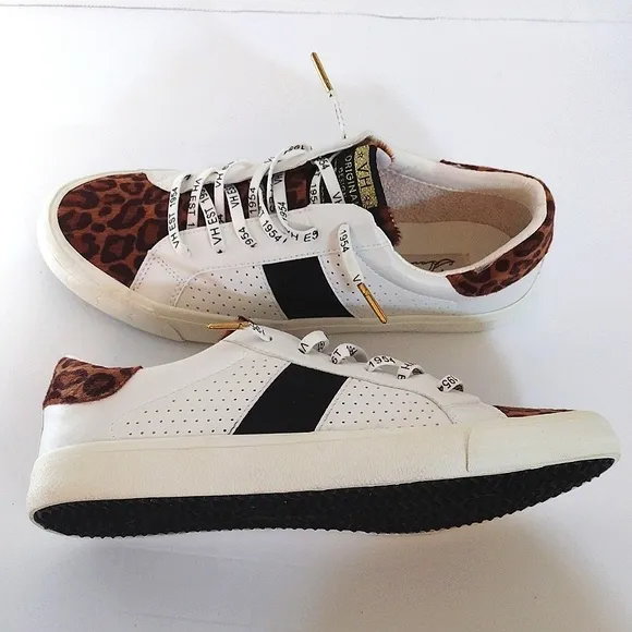 NEW Vintage Havanna Dina White Leopard Print Women's Low Top Sneakers US 11