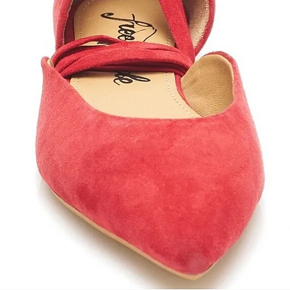 New w/Box Free People Noelle Genuine Suede Ankle Wrap D'Orsay Flats Size EU-36