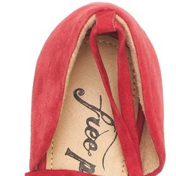 New w/Box Free People Noelle Genuine Suede Ankle Wrap D'Orsay Flats Size EU-36