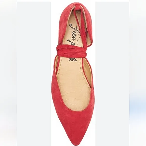 New w/Box Free People Noelle Genuine Suede Ankle Wrap D'Orsay Flats Size EU-36