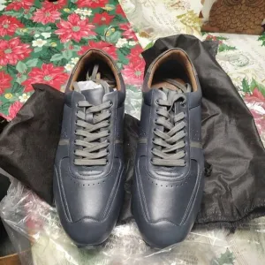 New Without Box Thomas &amp; Vine Fenway Leather Navy Low Top Sneaker Men's 13 Wide