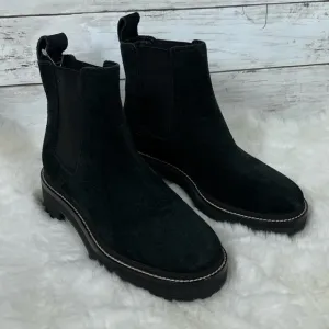 NEW Womens Size 5 Tory Burch Chelsea Lug Sole Black Suede Leather Ankle Bootie