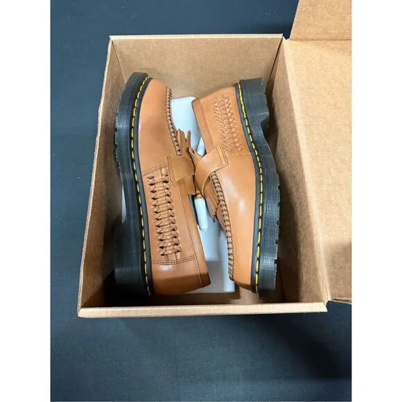 New Dr Martens Adrian Woven Tassel Kiltie Loafers British Tan
