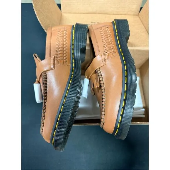 New Dr Martens Adrian Woven Tassel Kiltie Loafers British Tan