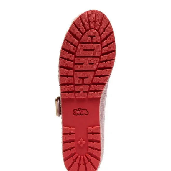 NIB! Coach 6B courtney mary jane signature canvas espadrilles in light rose.