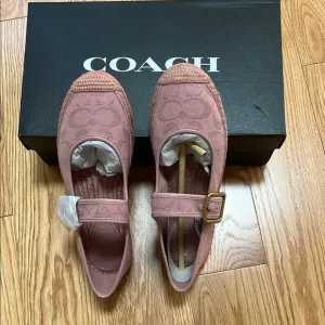 NIB! Coach 6B courtney mary jane signature canvas espadrilles in light rose.