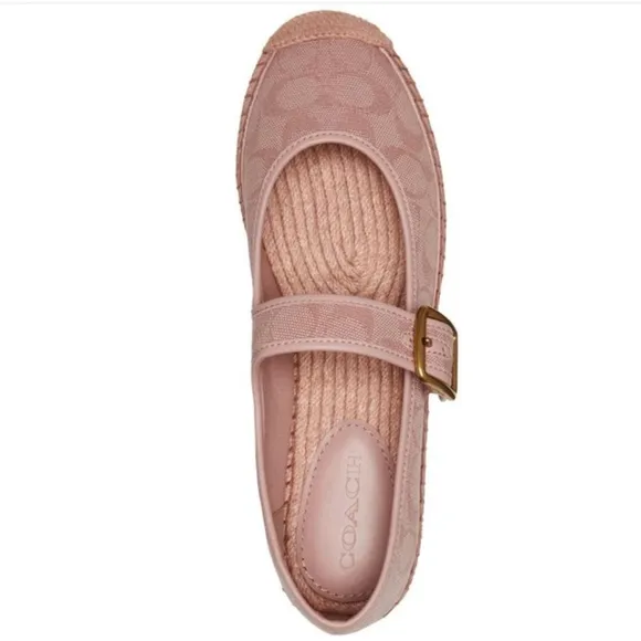NIB! Coach 6B courtney mary jane signature canvas espadrilles in light rose.