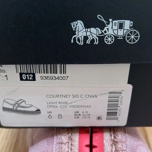 NIB! Coach 6B courtney mary jane signature canvas espadrilles in light rose.