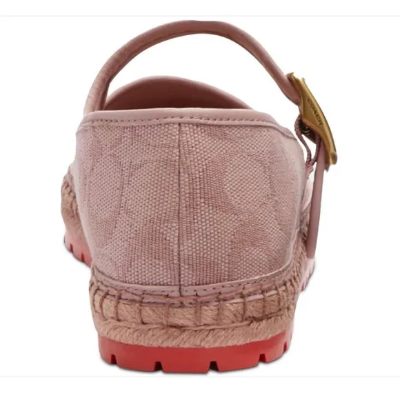 NIB! Coach 6B courtney mary jane signature canvas espadrilles in light rose.