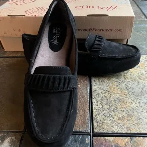 NIB EUROSOFT BY SOFFT LOAFERS DRIVING SHOES MACAIRE TEXTILE UPPER BLACK 6.5