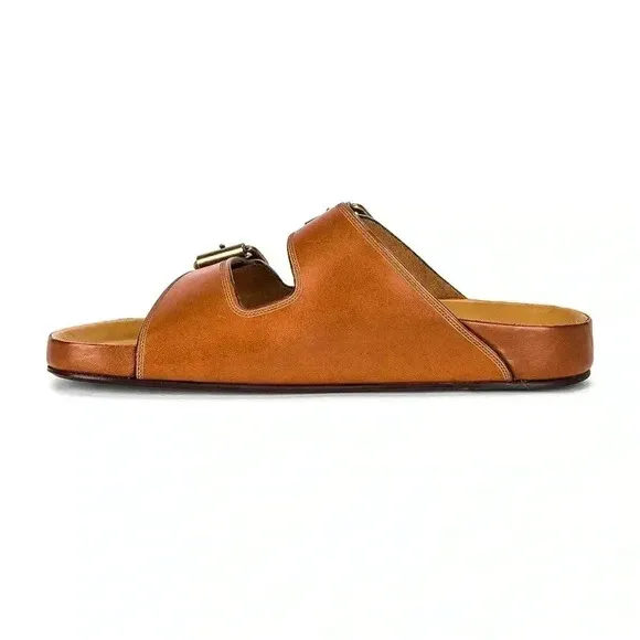 NIB Isabel Marant Folk Laser Lennyo Leather Sandals Cognac Tan Brown 8 1/2