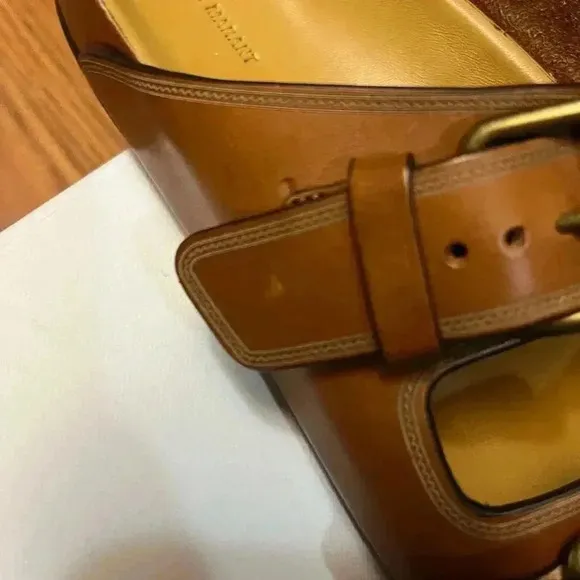 NIB Isabel Marant Folk Laser Lennyo Leather Sandals Cognac Tan Brown 8 1/2