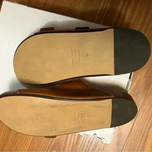 NIB Isabel Marant Folk Laser Lennyo Leather Sandals Cognac Tan Brown 8 1/2