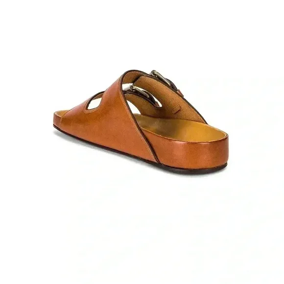 NIB Isabel Marant Folk Laser Lennyo Leather Sandals Cognac Tan Brown 8 1/2