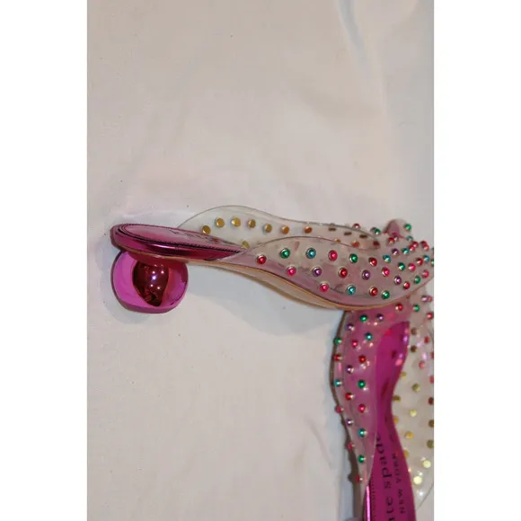 NIB Kate Spade New York Womens Honor Metallic Ball Heel Clear‎ Sandals Pink sz 9