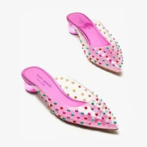 NIB Kate Spade New York Womens Honor Metallic Ball Heel Clear‎ Sandals Pink sz 9
