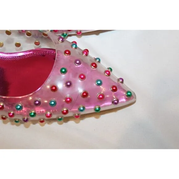 NIB Kate Spade New York Womens Honor Metallic Ball Heel Clear‎ Sandals Pink sz 9