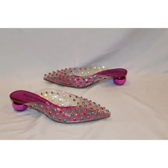 NIB Kate Spade New York Womens Honor Metallic Ball Heel Clear‎ Sandals Pink sz 9