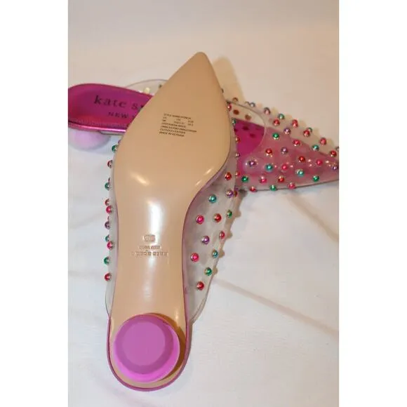 NIB Kate Spade New York Womens Honor Metallic Ball Heel Clear‎ Sandals Pink sz 9