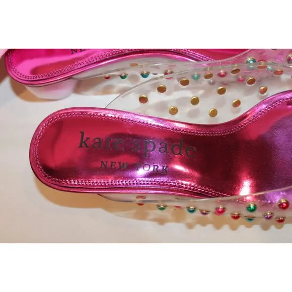 NIB Kate Spade New York Womens Honor Metallic Ball Heel Clear‎ Sandals Pink sz 9