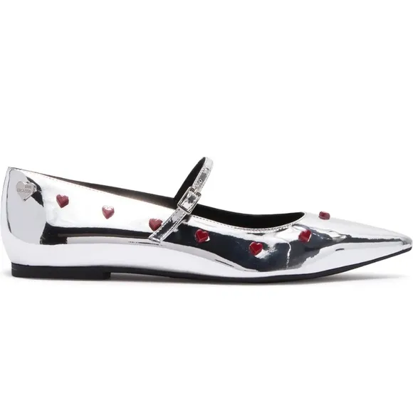 NIB LOVE MOSCHINO Metallic Pointed Toe Ballet Flats