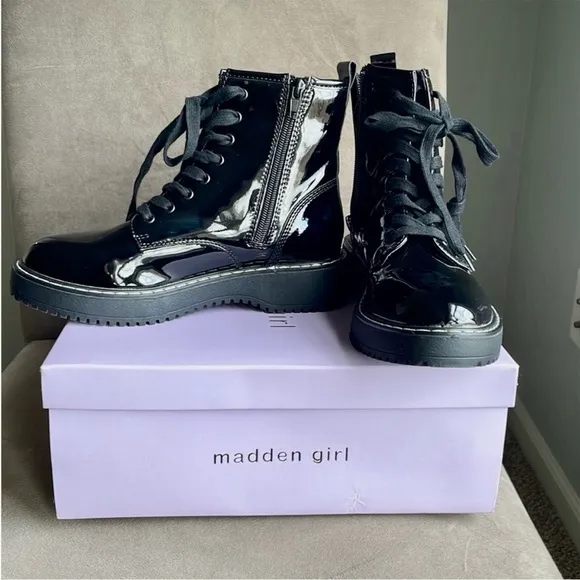 NIB! Madden Girl Platform Patent Leather Combat Boots!