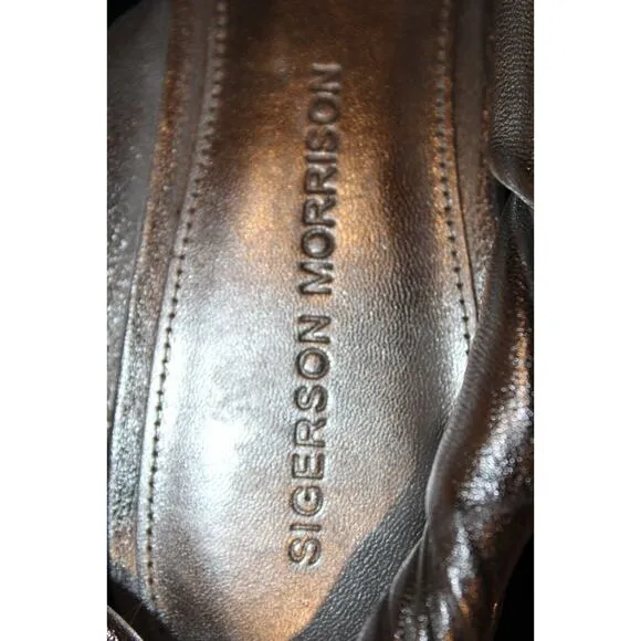 NIB Sigerson Morrison Melina Silver‎ Leather Kitten Heel Sandals Sz 7 $395