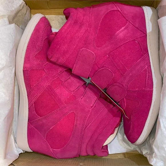 NIB SKECHERS Raise The Bar SKCH 3 Hidden Wedge High Sneaker Ankle Booties pink