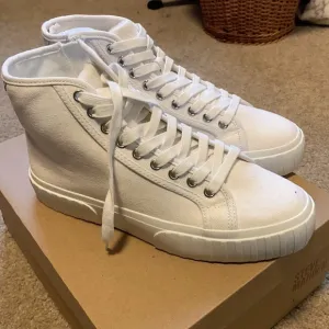 NIB Steve Madden Chanced White High Top Platform Sneakers  8.5 Leather &amp; Canvas