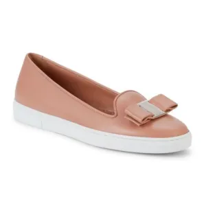 NIB$530 SALVATORE FERRAGAMO Novello Leather Vara Bow Soft Flat Slip-on Pump 9.5C