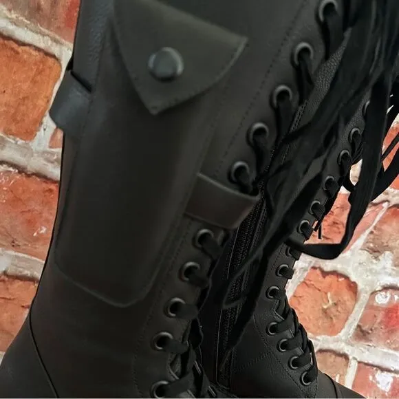 NIB Widow goth bring the pain mini pocket combat boots Sz 7 Halloween