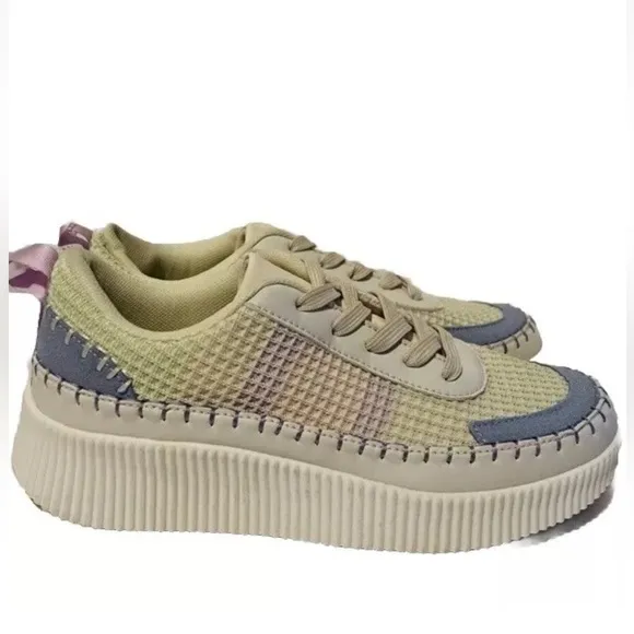 Nicole Miller New York Brita Women's Sneakers Beige Mist Platform Multicolor