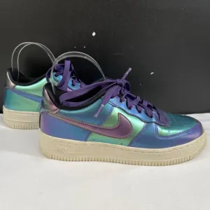 Nike Air Force 1 Boy's Blue Holographic Low Top Sneakers Size 5Y SKU 6115