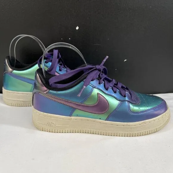 Nike Air Force 1 Boy's Blue Holographic Low Top Sneakers Size 5Y SKU 6115