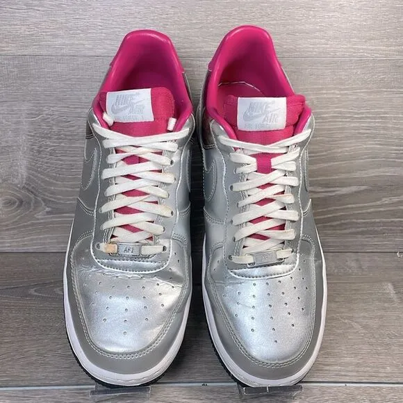 Nike Air Force 1 Low Premium QS Metallic Fireberry  Silver Women’s Sz 10 Sneaker