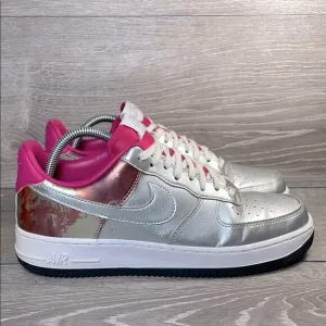 Nike Air Force 1 Low Premium QS Metallic Fireberry  Silver Women’s Sz 10 Sneaker