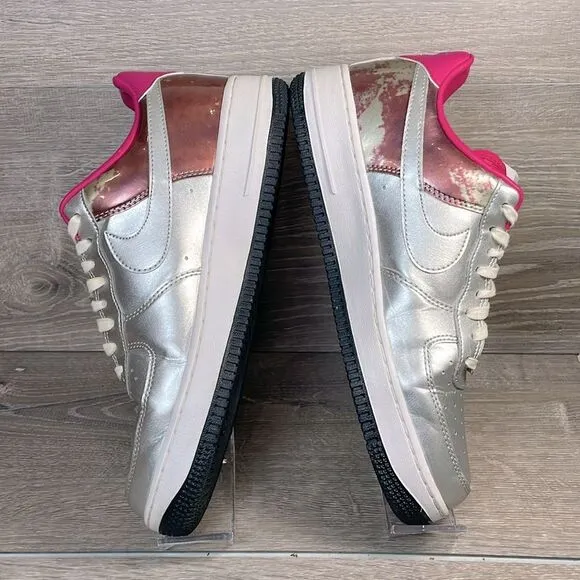 Nike Air Force 1 Low Premium QS Metallic Fireberry  Silver Women’s Sz 10 Sneaker