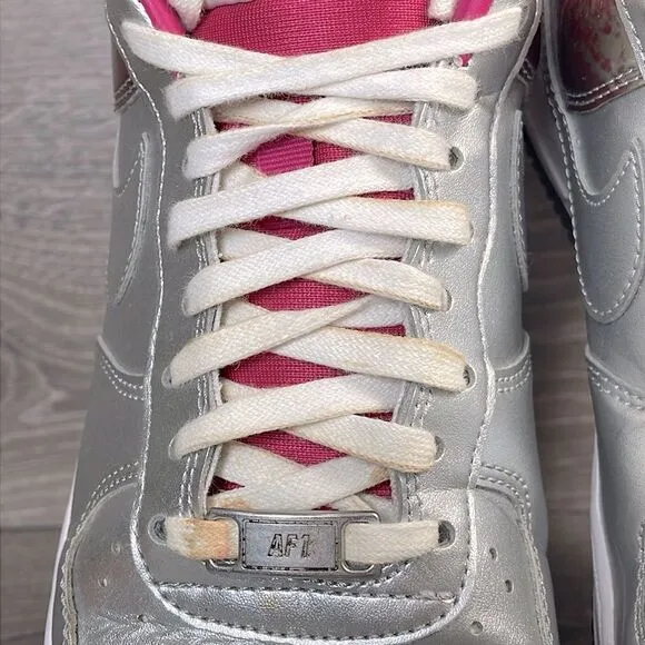 Nike Air Force 1 Low Premium QS Metallic Fireberry  Silver Women’s Sz 10 Sneaker