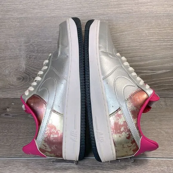 Nike Air Force 1 Low Premium QS Metallic Fireberry  Silver Women’s Sz 10 Sneaker