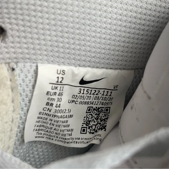Nike Air Force 1 White Low Top Men's Classic AF1 Sneakers Size 12